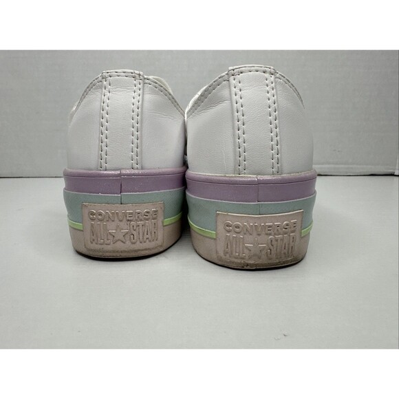 Womens Converse CTAS Lift Ox Platform Shoes Pastel Glitter Rainbow White US 6 - Picture 4 of 8